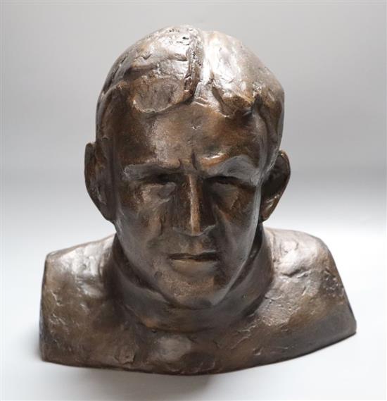 Ian Milner (d. 2020). A bronzed resin bust of Sir Ernest Shackleton (1874-1922), height 28cm